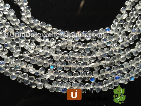 White Rainbow Faceted Heart Beads